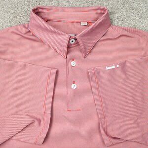 Kjus Shirt Men 50, Medium Orange Soren Stripe Polo Stretch Short Sleeve Pullover